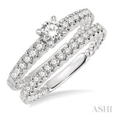 3/4 Ctw Diamond Wedding Set with 1/2 Ctw Round Cut Engagement Ring and 1/4 Ctw Wedding Band in 14K White Gold