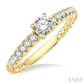 1/2 Ctw Diamond Engagement Ring with 1/4 Ct Round Cut Center Stone in 14K Yellow Gold