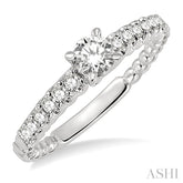 1/4 Ctw Round Cut Diamond Semi-Mount Engagement Ring in 14K White Gold