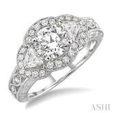 3/4 Ctw Trillion Cut Diamond Semi-Mount Engagement Ring in 14K White Gold