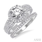 1 1/3 Ctw Diamond Wedding Set with 1 1/5 Ctw Round Cut Engagement Ring and 1/6 Ctw Wedding Band in 14K White Gold