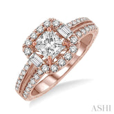 5/8 Ctw Diamond Semi-Mount Engagement Ring in 14K Rose Gold