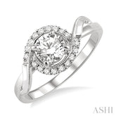 1/3 Ctw Diamond Engagement Ring with 1/5 Ct Round Cut Center Stone in 14K White Gold