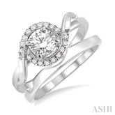 1/3 Ctw Diamond Wedding Set with 1/3 Ctw Round Cut Engagement Ring and Shadow Band in 14K White Gold