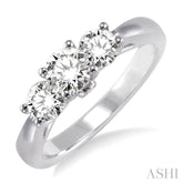 1 ctw Diamond Engagement Ring with 3/8 ct Round Cut Center Stone in 14K White Gold