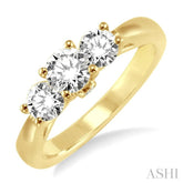 1 Ctw Diamond Engagement Ring with 3/8 Ct Round Cut Center Stone in 14K Yellow Gold