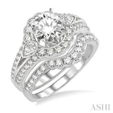 1 3/4 Ctw Diamond Wedding Set with 1 1/2 Ctw Round Cut Engagement Ring and 1/5 Ctw Wedding Band in 14K White Gold
