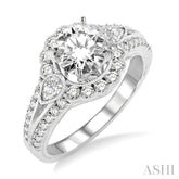 3/4 Ctw Diamond Semi-Mount Engagement Ring in 14K White Gold