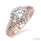 1 1/5 Ctw Diamond Engagement Ring with 3/4 Ct Round Cut Center Stone in 14K Rose Gold