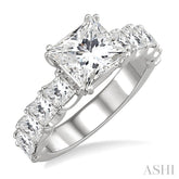 2 Ctw Princess Cut Diamond Semi-Mount Engagement Ring in 18K White Gold