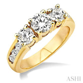 2 Ctw Nine Stone Round Cut Diamond Engagement Ring in 14K Yellow Gold