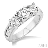 1 1/2 Ctw Nine Stone Round Cut Diamond Engagement Ring in 14K White Gold