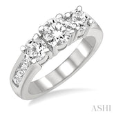 1 1/2 Ctw Nine Stone Round Cut Diamond Engagement Ring in 14K White Gold