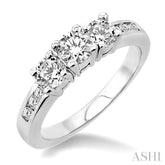 1 Ctw Nine Stone Round Cut Diamond Engagement Ring in 14K White Gold