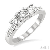 1 Ctw Nine Stone Round Cut Diamond Engagement Ring in 14K White Gold