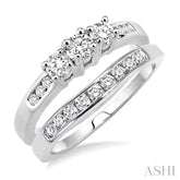 3/4 ctw Diamond Wedding Set with 1/2 ctw Round Cut Engagement Ring and 1/4 ctw Wedding Band in 14K White Gold
