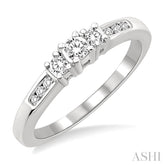 1/4 Ctw Nine Stone Round Cut Diamond Engagement Ring in 10K White Gold