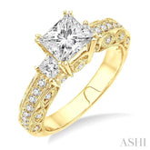 3/4 Ctw Diamond Semi-Mount Engagement Ring in 14K Yellow Gold