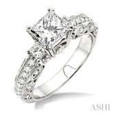 3/4 ctw Diamond Semi-Mount Engagement Ring in 14K White Gold