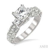 3/4 Ctw Diamond Semi-Mount Engagement Ring in 14K White Gold