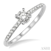 1/3 Ctw Diamond Engagement Ring with 1/5 Ct Round Cut Center Stone in 14K White Gold