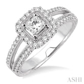 1/3 Ctw Round Cut Diamond Semi-Mount Engagement Ring in 14K White Gold