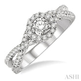 1/2 Ctw Diamond Engagement Ring with 1/5 Ct Round Cut Center Stone in 14K White Gold