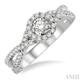 1/3 Ctw Round Cut Diamond Semi-Mount Engagement Ring in 14K White Gold