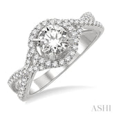 1/3 Ctw Round Cut Diamond Semi-Mount Engagement Ring in 14K White Gold