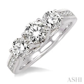 1 1/2 Ctw Diamond Engagement Ring with 1/2 Ct Round Cut Center Stone in 14K White Gold
