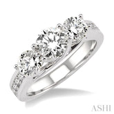 2 Ctw Diamond Engagement Ring with 3/4 Ct Round Cut Center Stone in 14K White Gold