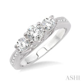 1 ctw Diamond Engagement Ring with 3/8 ct Round Cut Center Stone in 14K White Gold