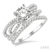 1 1/2 Ctw Diamond Wedding Set with 1 1/4 Ctw Round Cut Engagement Ring and 1/5 Ctw Wedding Band in 14K White Gold