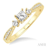 3/8 Ctw Diamond Engagement Ring with 1/5 Ct Princess Cut Center Stone in 14K Yellow Gold