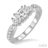 3/8 ctw Diamond Semi-mount Engagement Ring in 14K White Gold
