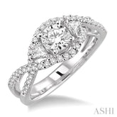 1 1/10 Ctw Diamond Engagement Ring with 5/8 Ct Round Cut Center Stone in 14K White Gold