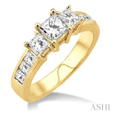 3 Ctw Nine Stone Princess Cut Diamond Engagement Ring in 14K Yellow Gold