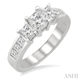 2 Ctw Nine Stone Princess Cut Diamond Engagement Ring in 14K White Gold