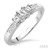1/2 ctw Nine Stone Princess Cut Diamond Engagement Ring in 14K White Gold
