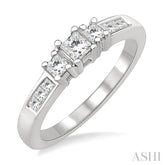 1/2 Ctw Nine Stone Princess Cut Diamond Engagement Ring in 14K White Gold