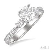 5/8 Ctw Diamond Engagement Ring with 3/8 Ct Round Cut Center Stone in 14K White Gold
