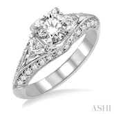 1 1/2 Ctw Diamond Engagement Ring with 5/8 Ct Round Cut Center Stone in 14K White Gold