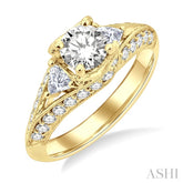 3/4 Ctw Diamond Semi-Mount Engagement Ring in 14K Yellow Gold