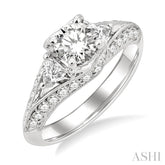 3/4 Ctw Diamond Semi-Mount Engagement Ring in 14K White Gold