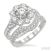2 5/8 Ctw Diamond Wedding Set with 2 1/4 Ctw Round Cut Engagement Ring and 1/3 Ctw Wedding Band in 14K White Gold