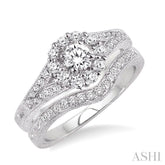 3/4 Ctw Diamond Wedding Set with 5/8 Ctw Round Cut Engagement Ring and 1/6 Ctw Wedding Band in 14K White Gold