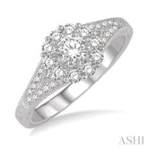 5/8 Ctw Diamond Engagement Ring with 1/4 Ct Round Cut Center Stone in 14K White Gold