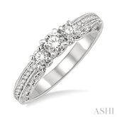 1/3 Ctw Round Cut Diamond Semi-Mount Engagement Ring in 14K White Gold