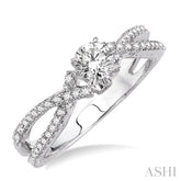 1/2 Ctw Diamond Engagement Ring with 1/4 Ct Round Cut Center Stone in 14K White Gold