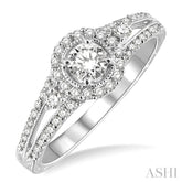 3/8 Ctw Round Cut Diamond Semi-Mount Engagement Ring in 14K White Gold